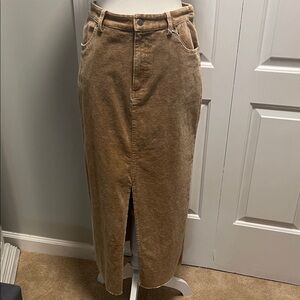 Mystree Tan Corduroy Pencil Skirt